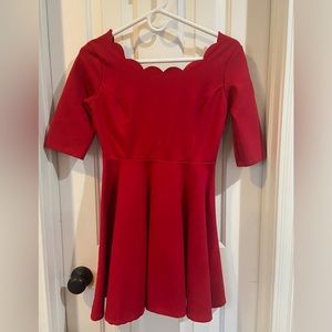 LuLu’s Red dress, Scallop neck, worn once, Medium